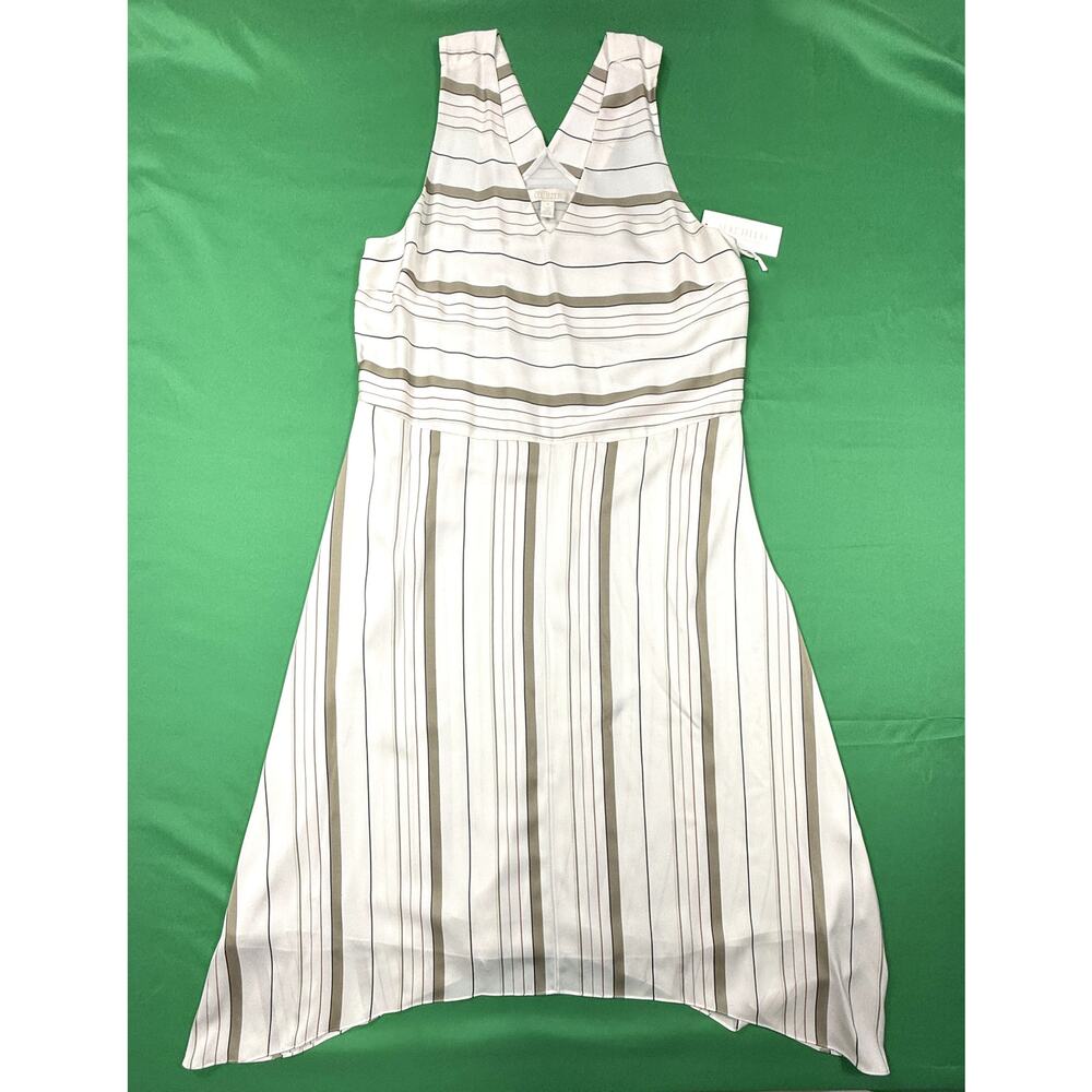 NWT Nordstrom Collection Stripe Sleeveless Silk Blend Midi Dress Sz 10 lined